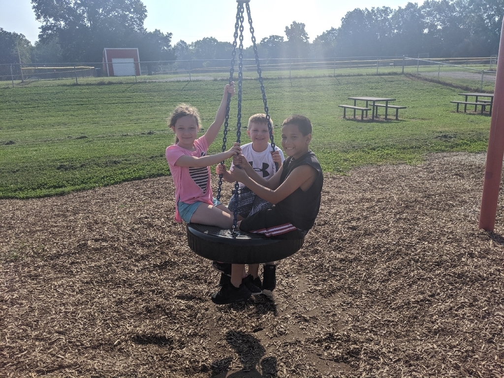 students on tire swing