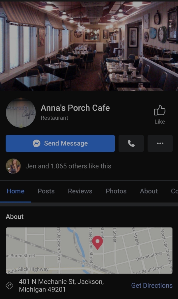 Anna's Porch Cafe Facebook page