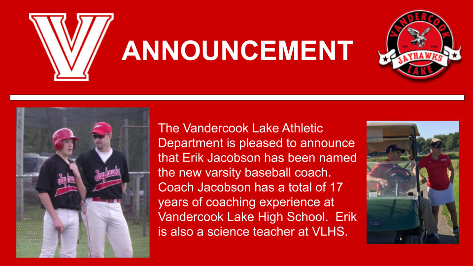 Jacobson hired as new baseball coach.