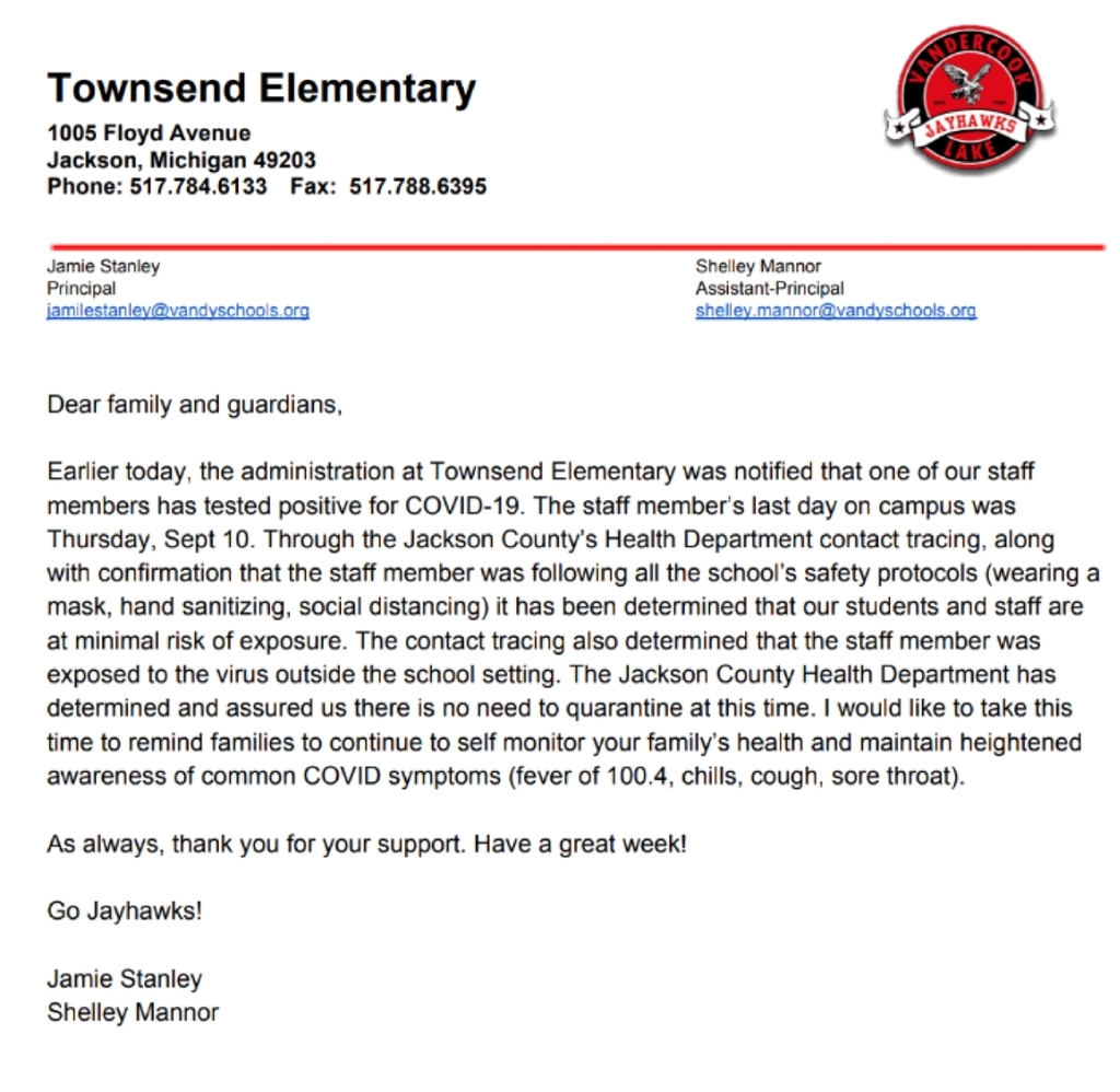 Townsend COVID letter